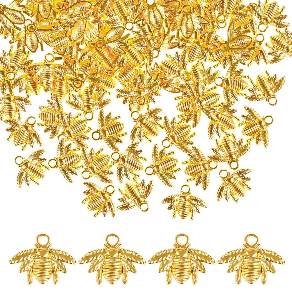 7130 100PCS Alloy Bee Charms for Jewelry Making, Metal Honeybee Pendant